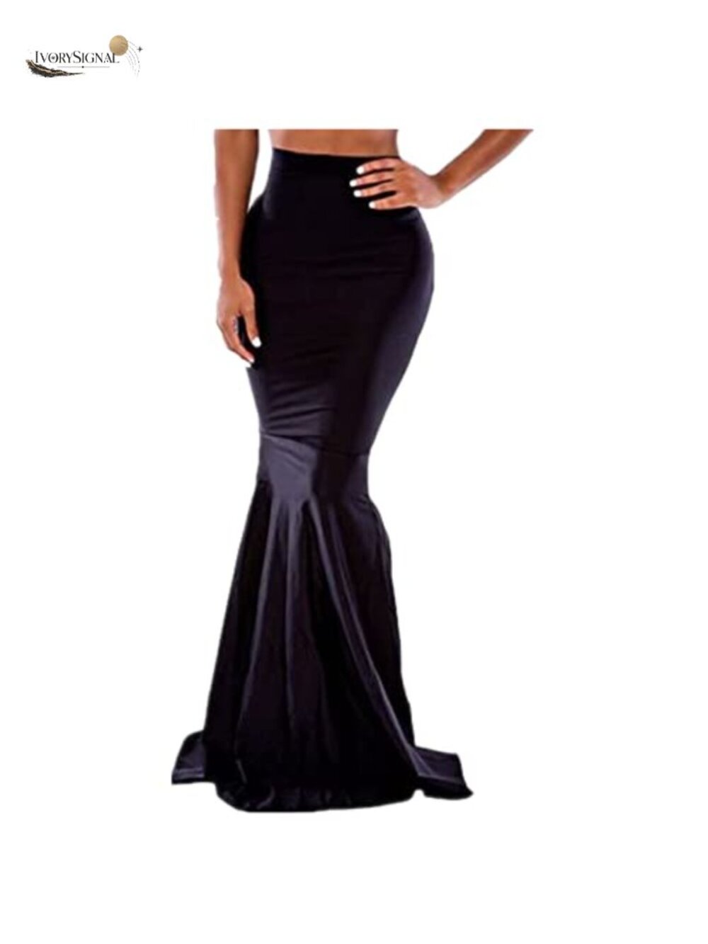 High Waist Bodycon Mermaid Floor-Length Maxi Skirt Polyester Spandex Dance